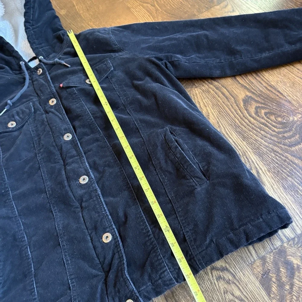 Levi Strauss Sherpa Lined Corduroy Jacket Mens L Hooded Black Trucker Workwear